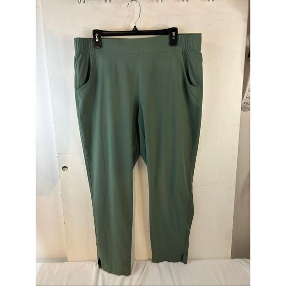 Eddie Bauer Traveler womens large ankle pants green pants packable zipper pocket - Picture 1 of 7